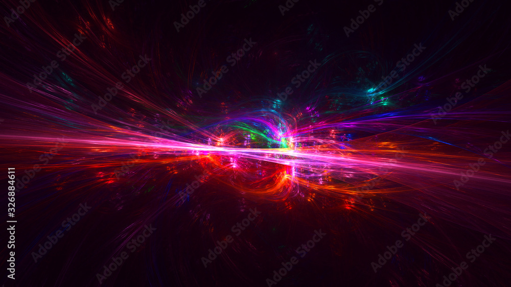 3D rendering abstract red fractal light background