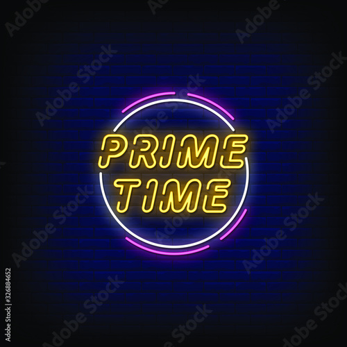 Prime Time Neon Signs Style Text Vector