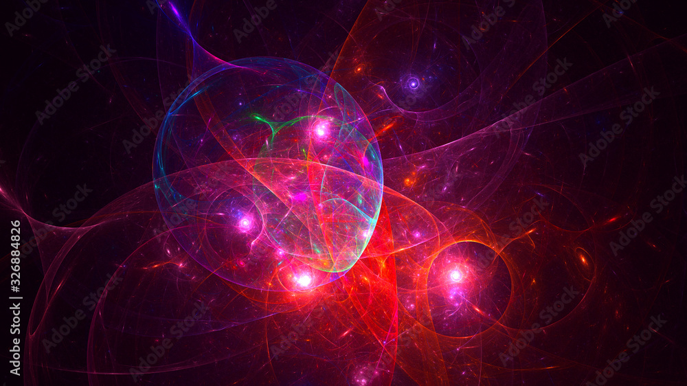 Fototapeta premium 3D rendering abstract red fractal light background