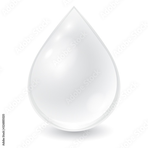 Vector cream or milk drop isolated on white background. Realistic illustration droplet can use in cosmetic or nutrition ad.