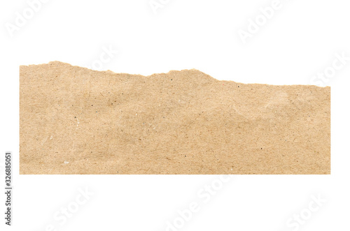 Recycled paper craft stick on a white background. Brown paper torn or ripped pieces of paper isolated on white background.