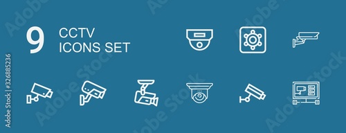 Editable 9 cctv icons for web and mobile