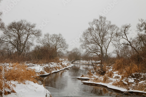 Wallpaper Mural winter narrow river ice off the coast Torontodigital.ca