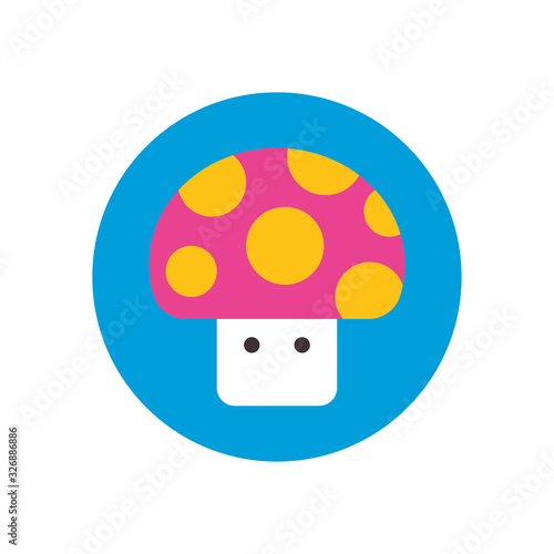 Isolated fungi cartoon flat block style icon vector design