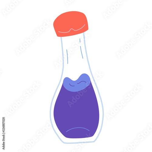 Soy sauce bottle. Vector isolated illustration, cute doodle cartoon style, asian cooking ingredient