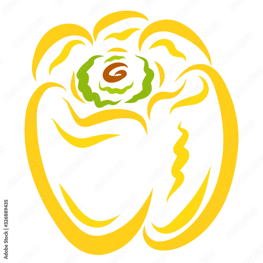 Obraz premium yellow bell pepper, pattern on a white background