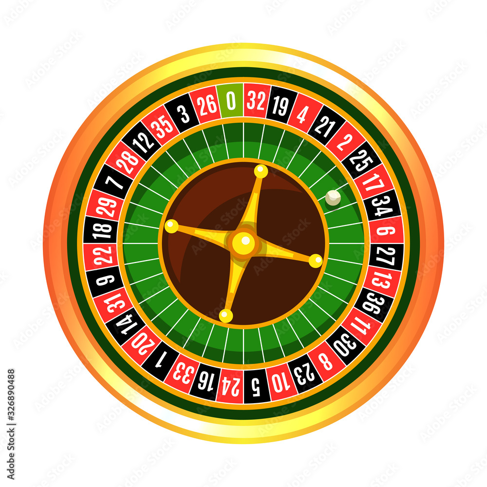 Casino gambling roulette wheel isolated on white Casino gambling roulette wheel isolated on white