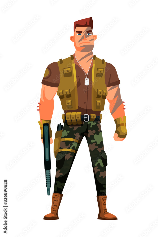 Military man standing isolated on white background Military man standing isolated on white background