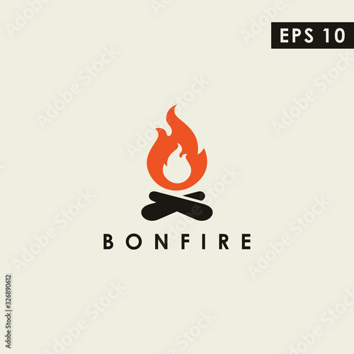 Photo Bonfire Modern Logo Design Vector Template