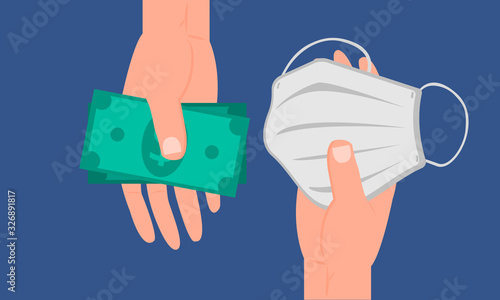 Graphic illustration about Purchase face Surgical mask for dust protection, Prevent virus. Flat design