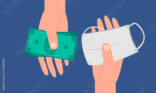 Graphic illustration about Purchase Hygienic mask for dust protection, Prevent virus. Flat design