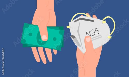 Graphic illustration about Purchase N95 mask for dust protection, Prevent virus. Flat design