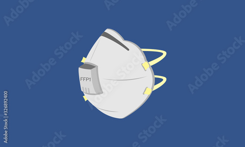 FFP1 mask for prevent virus and dust, Air pollution, Medical mask, Contaminated air. Flat design