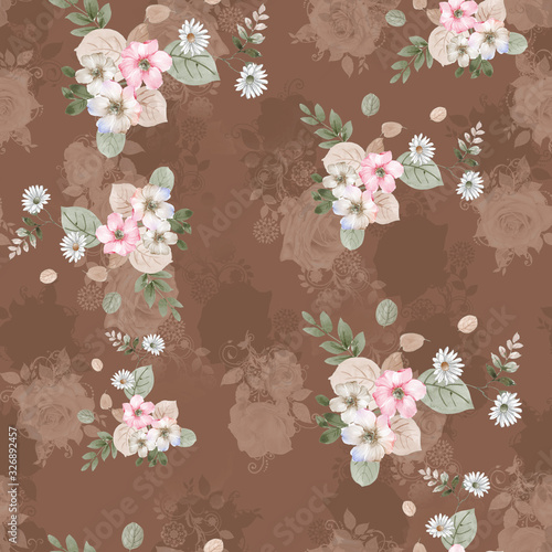 floral background with flowers and leaves © abhishek
