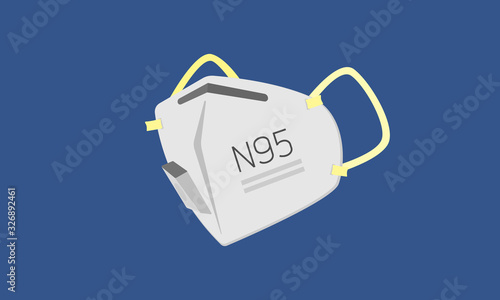 N95 mask  for prevent virus and dust, Air pollution, Medical mask, Contaminated air. Flat design photo