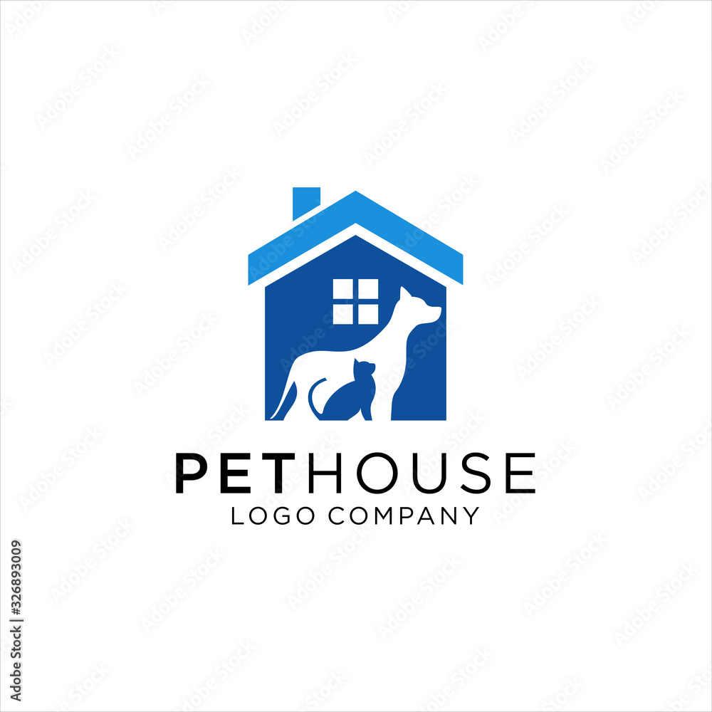 dog cat pet house, Pet Shop Logo Template Design Vector,  Idea logo design inspiration