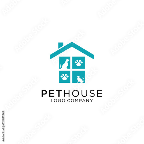 dog cat pet house, Pet Shop Logo Template Design Vector,  Idea logo design inspiration