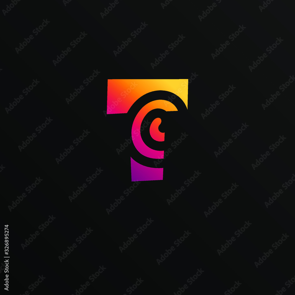 Initial Letter T with twist element Initial Letter T with twist element