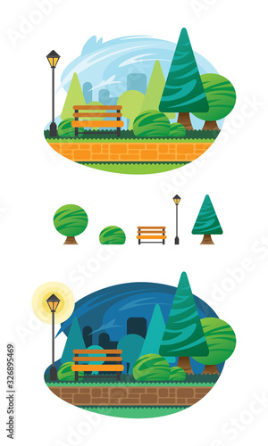 city Park day and night