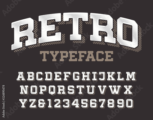Retro alphabet font. Slab serif letters and numbers. Stock vector typeface for your typography design.