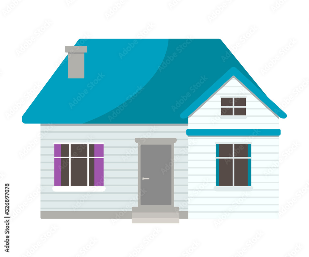 Small blue suburban house isolated on white background Small blue suburban house isolated on white background