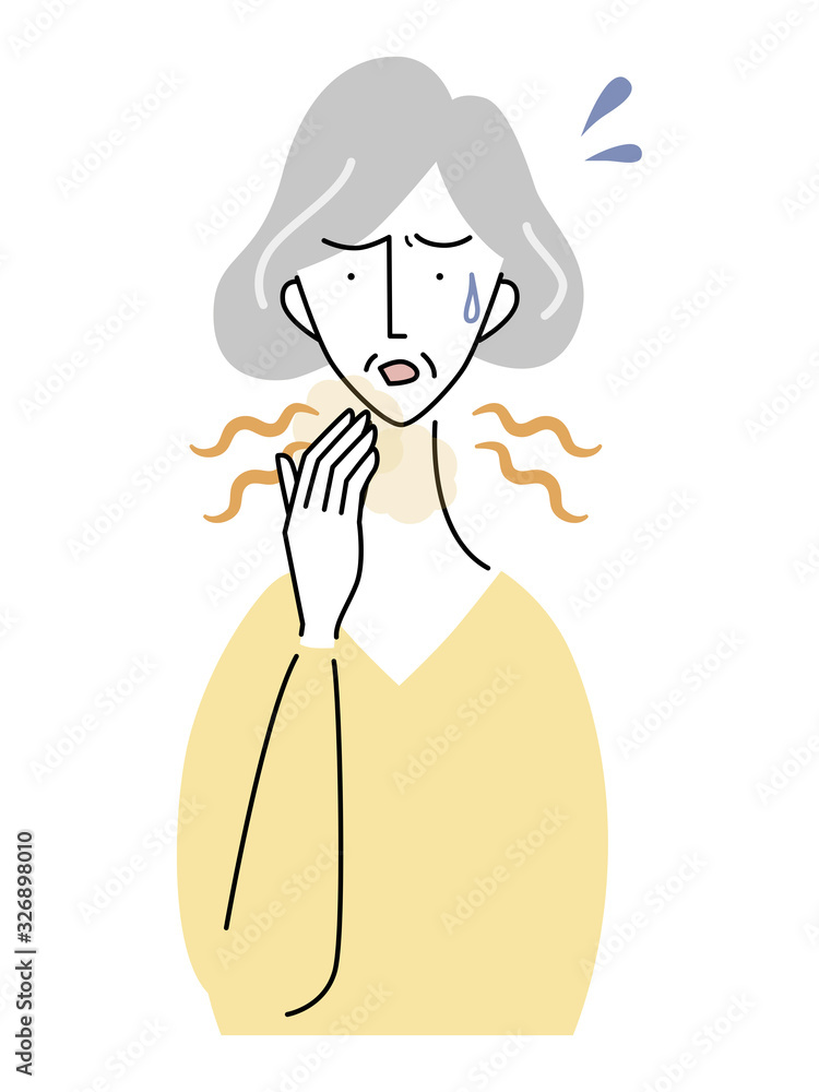 口臭を気にするシニア女性 口臭を気にするシニア女性