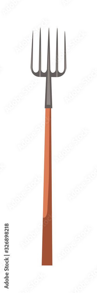 Flat garden farming pitchfork instrument on white Flat garden farming pitchfork instrument on white