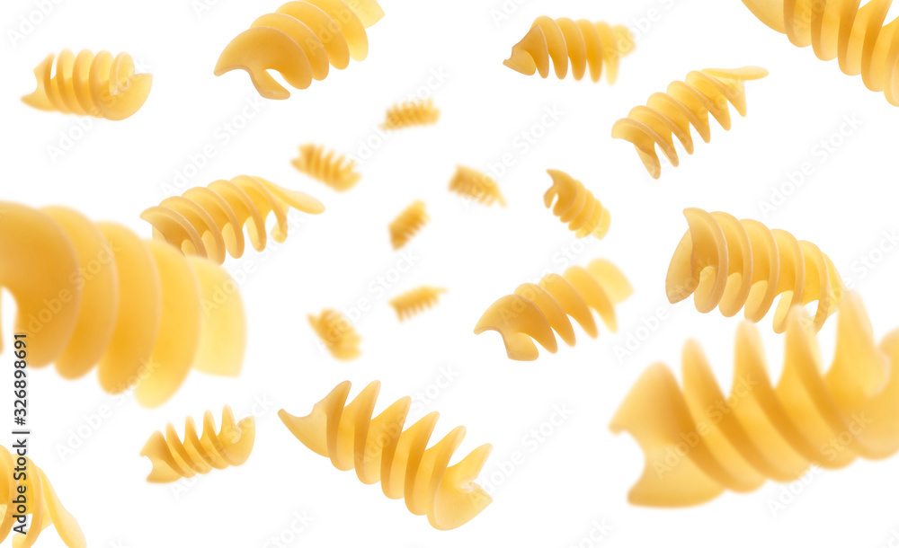 Italian pasta levitating on a white background Italian pasta levitating on a white background