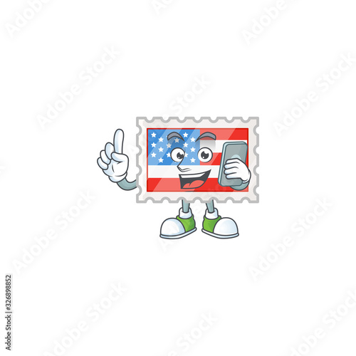 A picture of happy independence day stamp speaking on the phone © kongvector