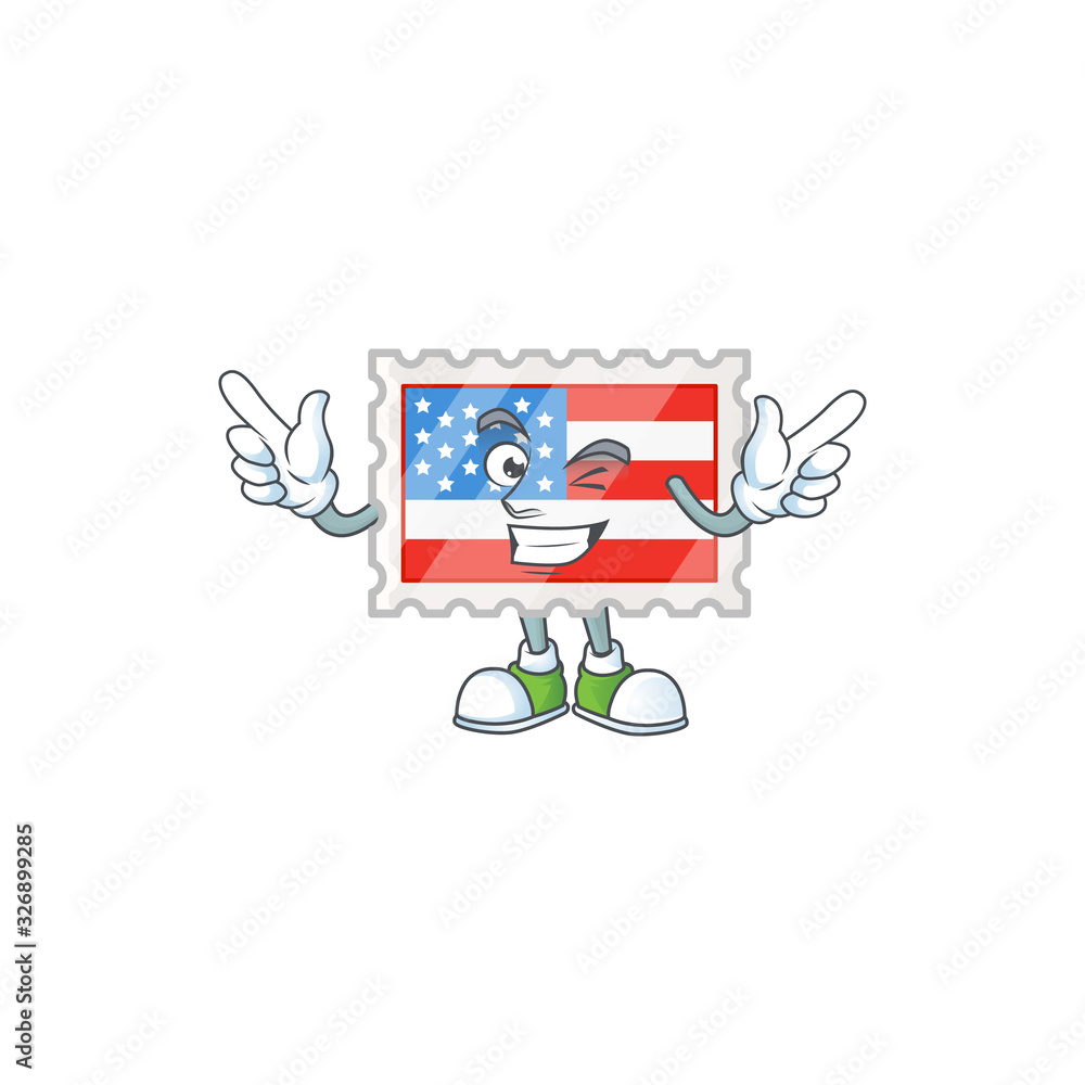 A comical face independence day stamp mascot design with Wink eye