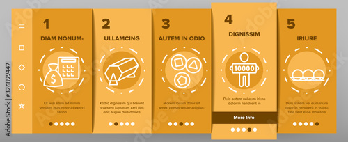 Raffle Gamble Lottery Onboarding Icons Set Vector. Raffle Ticket And Drum, Loto Balls And Money Bag, Bingo Winner And Prize Illustrations