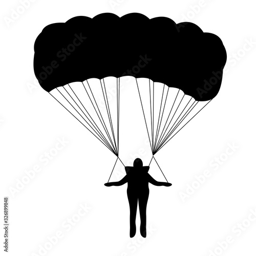 man goes down on a parachute, vector illustration