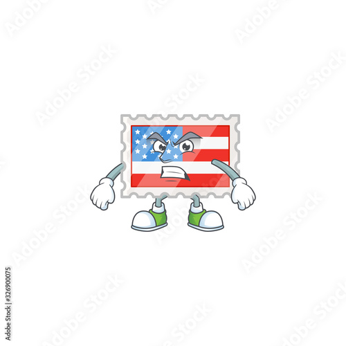 cartoon character of independence day stamp with angry face
