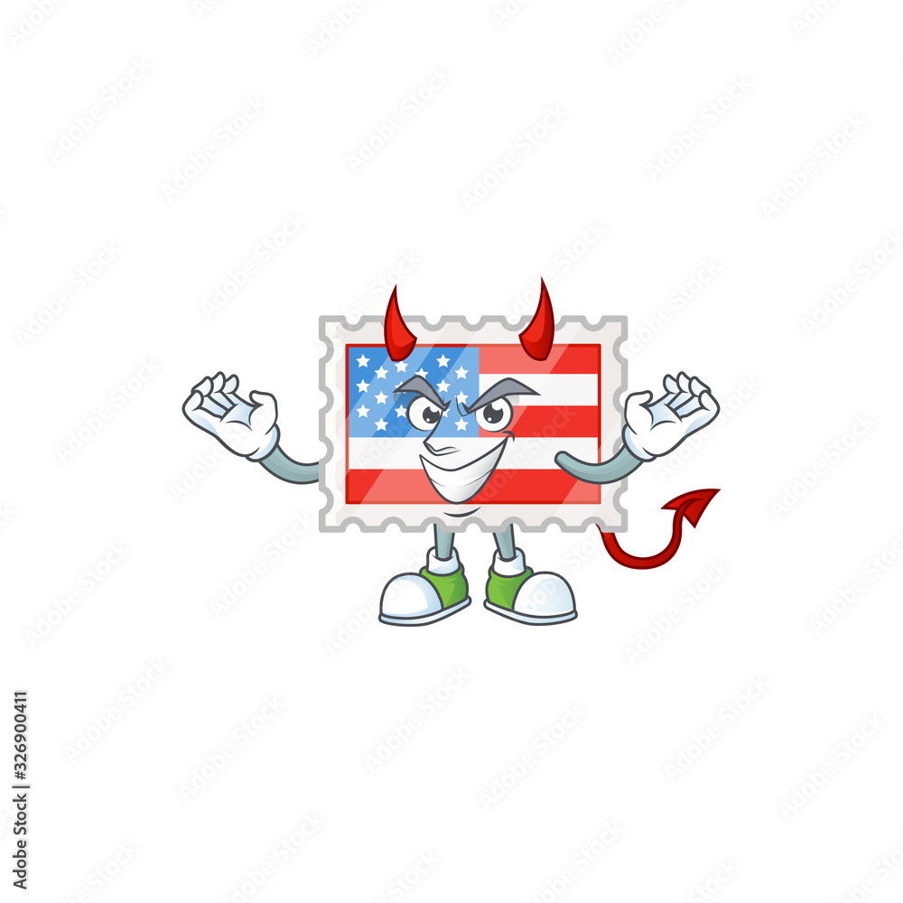 A cruel devil independence day stamp Cartoon character design