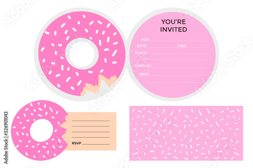 Pinky donut color invitation birthday templates bundle