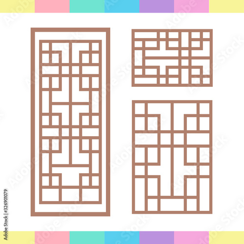 Traditional korea window and door. Interior Traditional window 