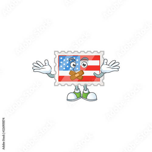 mascot cartoon character design of independence day stamp making a silent gesture