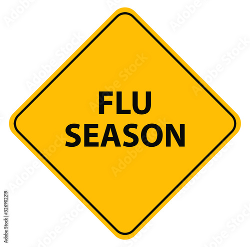 flu season sign on white background