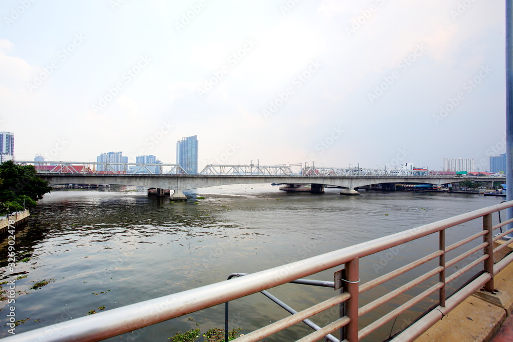 Rama VI Bridge and the Si Rat-Outer Ring Road Expressway Bridge View from Rama VII Bridge over the Cho Phraya River,Bangkok Rama VI Bridge and the Si Rat-Outer Ring Road Expressway Bridge View from Rama VII Bridge over the Cho Phraya River,Bangkok