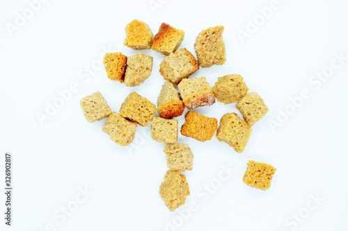 Dry rye crackers located on a white background
