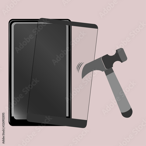 Screen Protector Glass. Vector illustration of transparent tempered glass shield for mobile phone