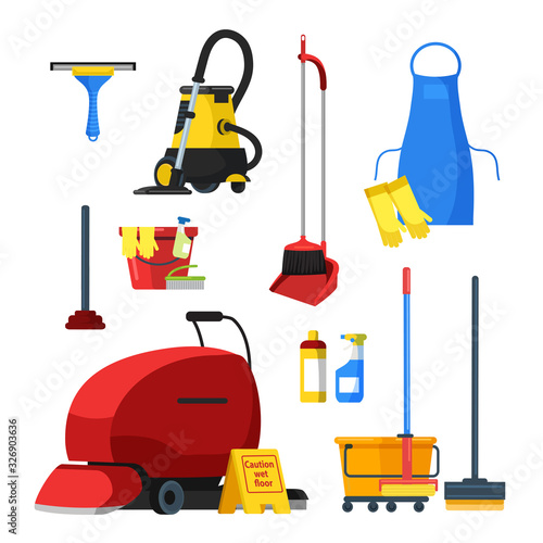 Cleaning supplies tools equipment accessories set
