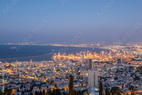 View of Haifa from the Bahai garden at night
