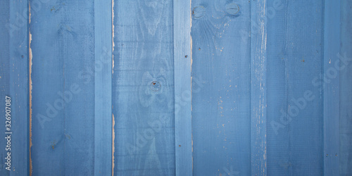 Old blue painted wood background wooden vintage texture © OceanProd