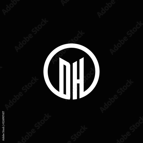 DH monogram logo isolated with a rotating circle