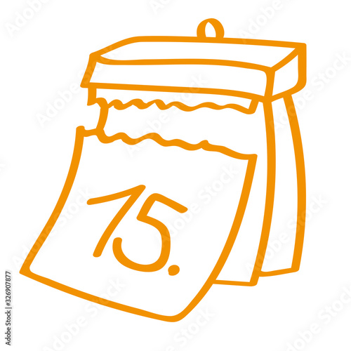 Handgezeichneter Kalender - Tag 15 in orange