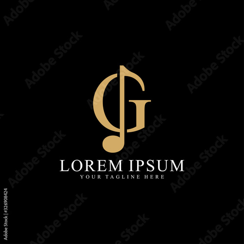 Initial G letter with music vector logo