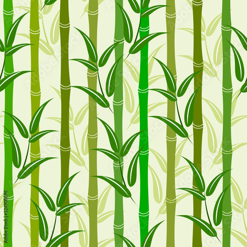 seamless pattern with bamboo forest on beige background