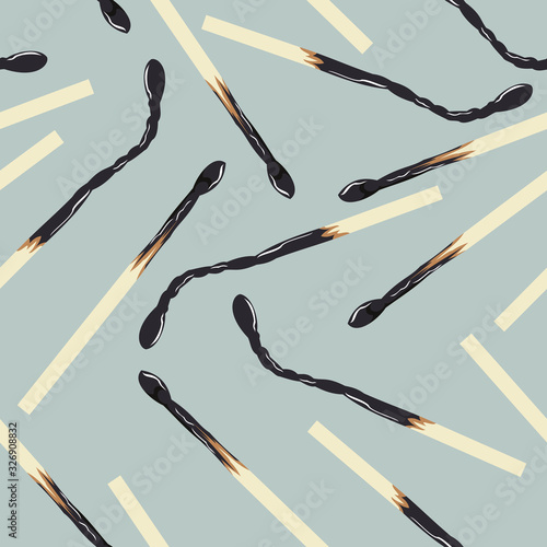 seamless pattern with burnt matches