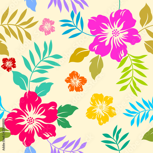 seamless pattern with colorfol blossom flower